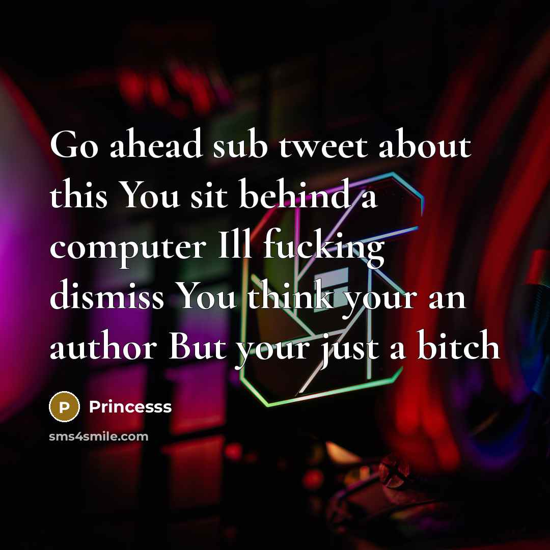 “Go ahead sub tweet about this You sit behind a…” quote by Princesss
