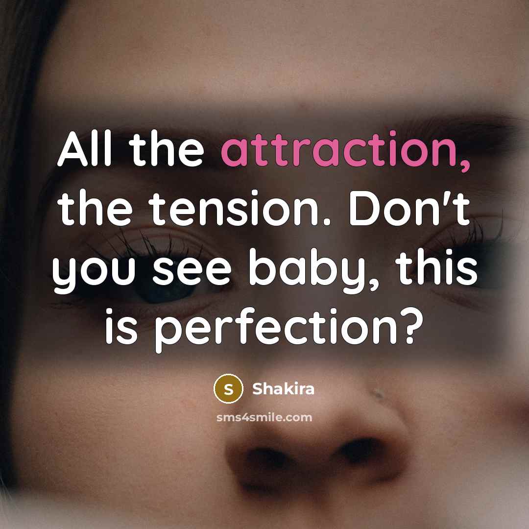“All the attraction, the tension. Don't you see baby, this is perfection?” quote by Shakira