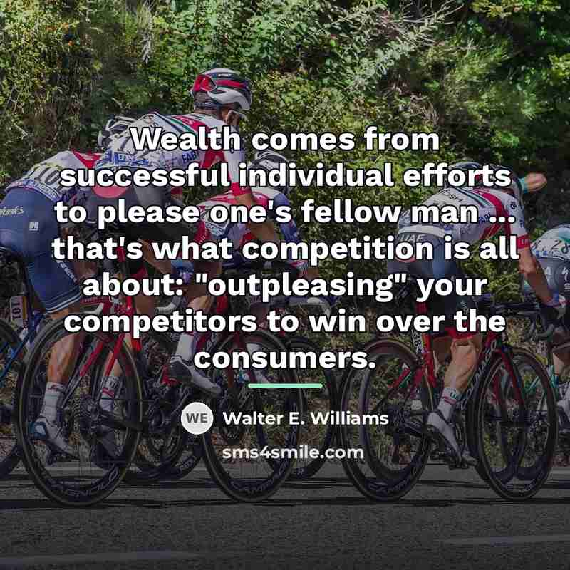 “Wealth comes from successful individual efforts to please one's fellow…” quote by Walter E. Williams