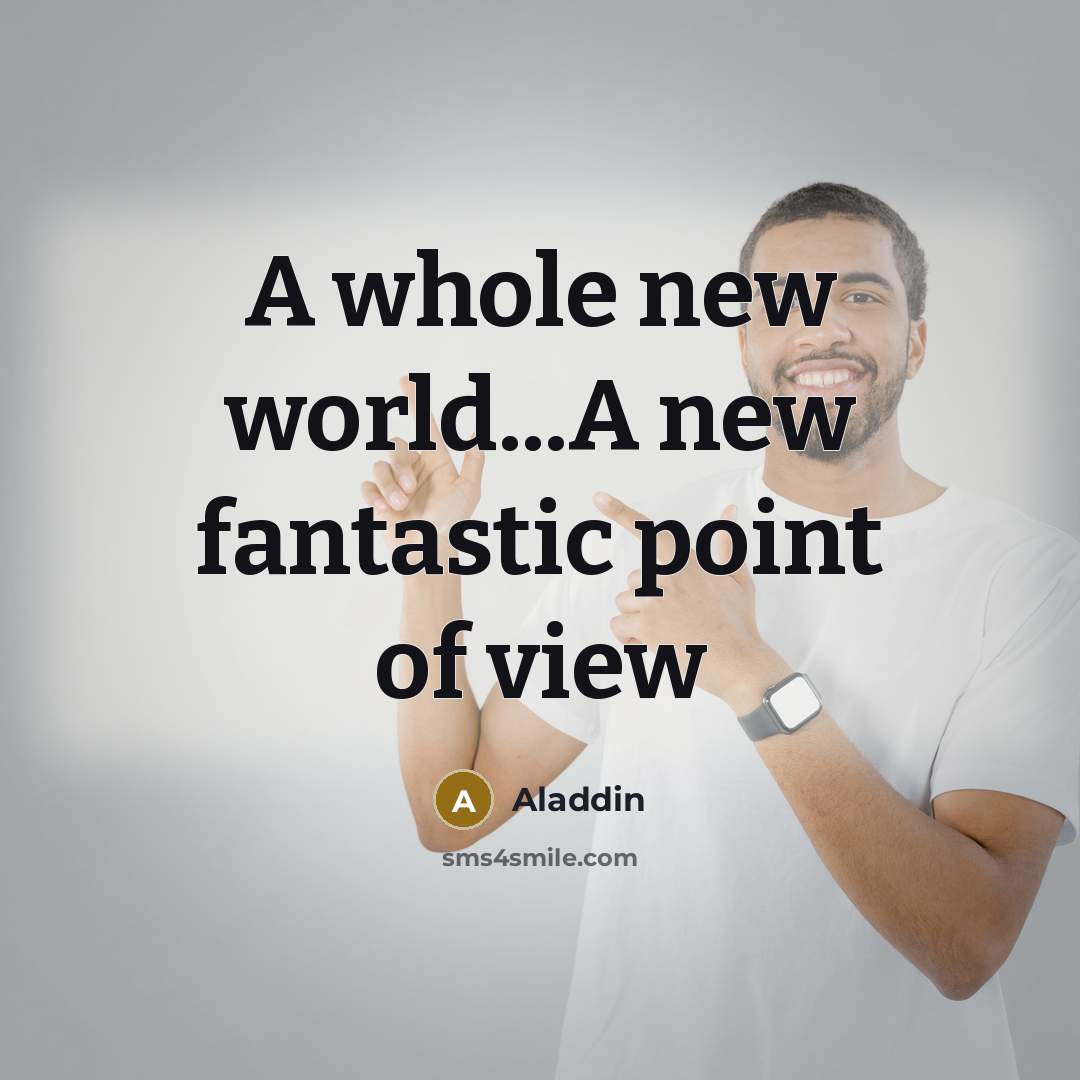 “A whole new world...A new fantastic point of view…” quote by Aladdin