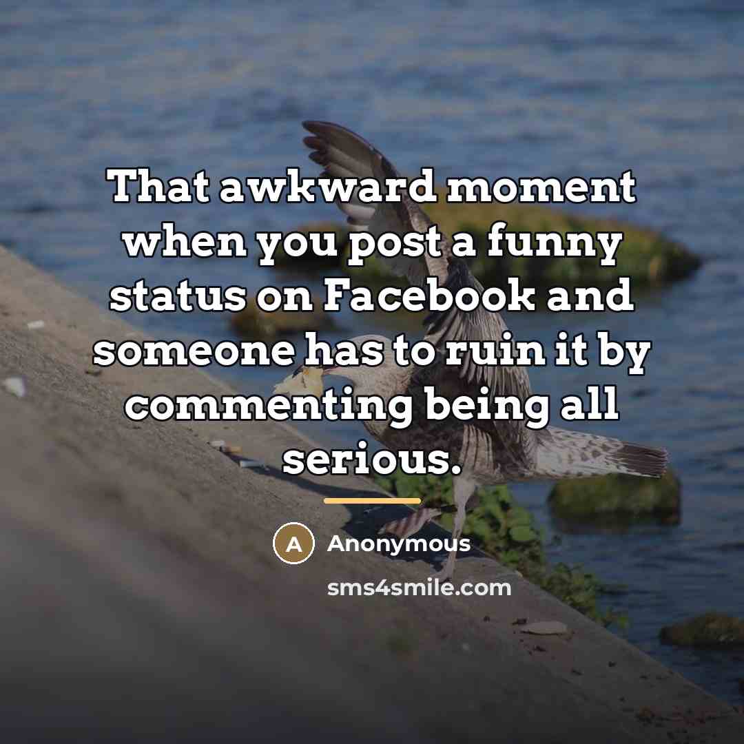 “That awkward moment when you post a funny status on…” quote by Anonymous