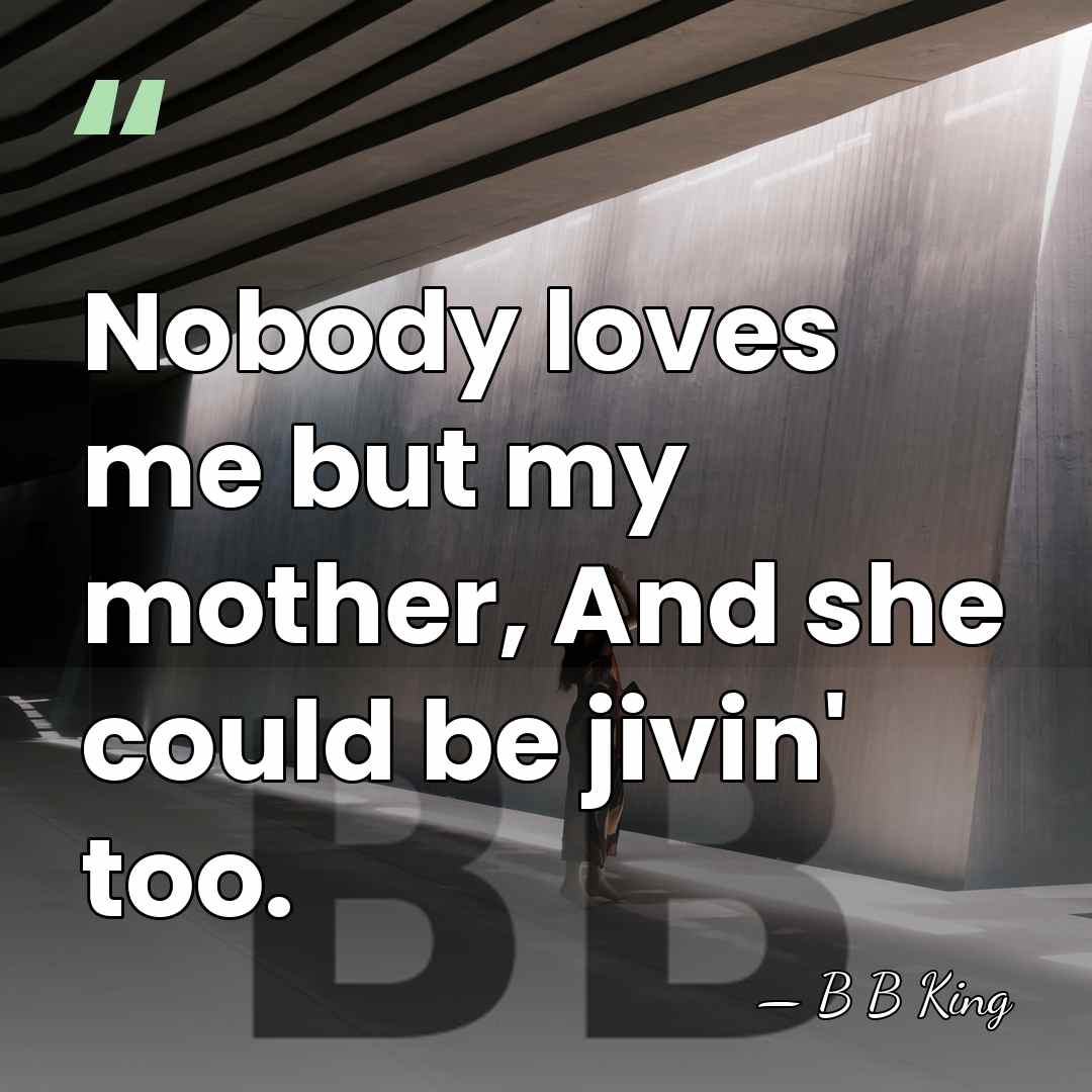 Nobody loves me but my mother, And she could be jivin' too. - B B King