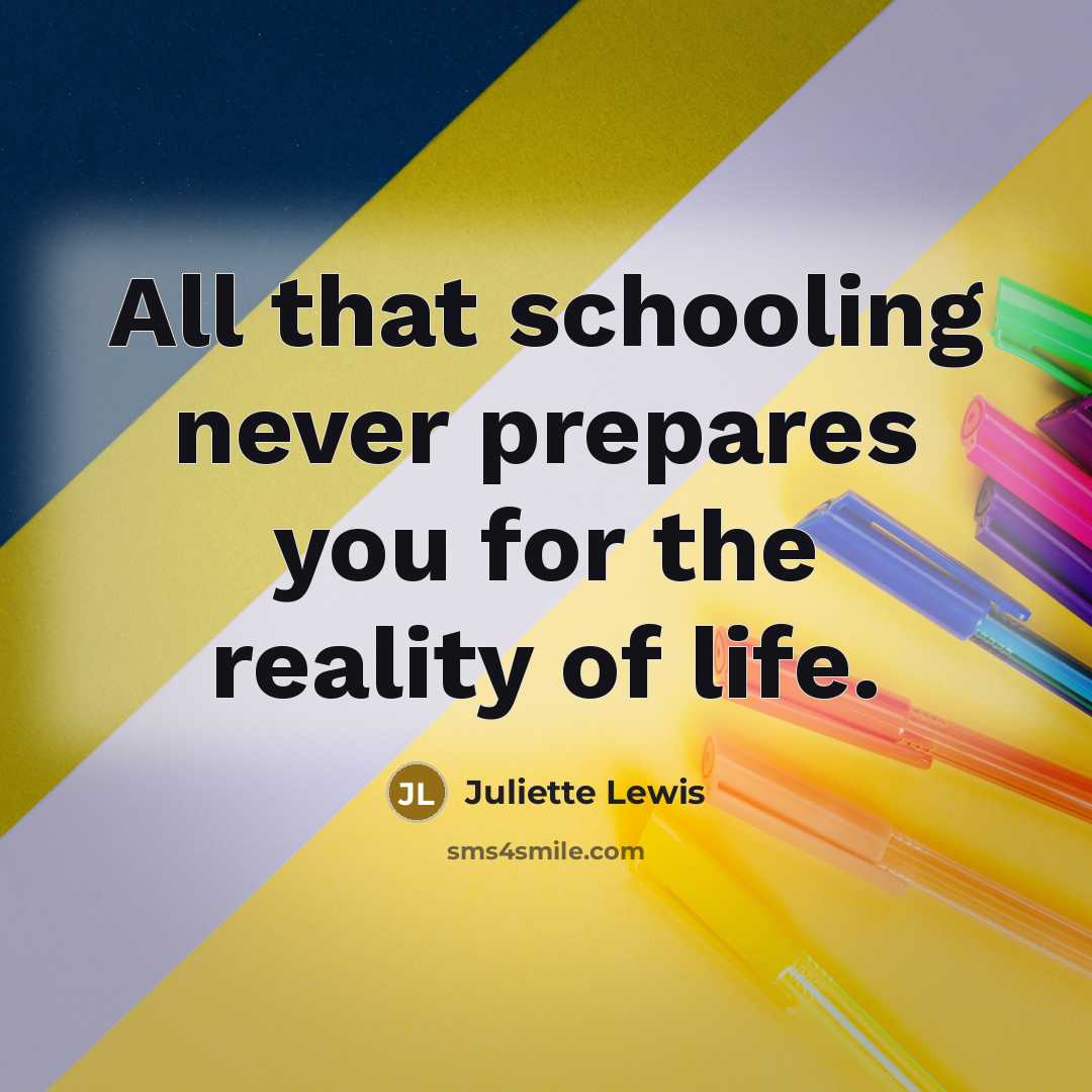 “All that schooling never prepares you for the reality of…” quote by Juliette Lewis