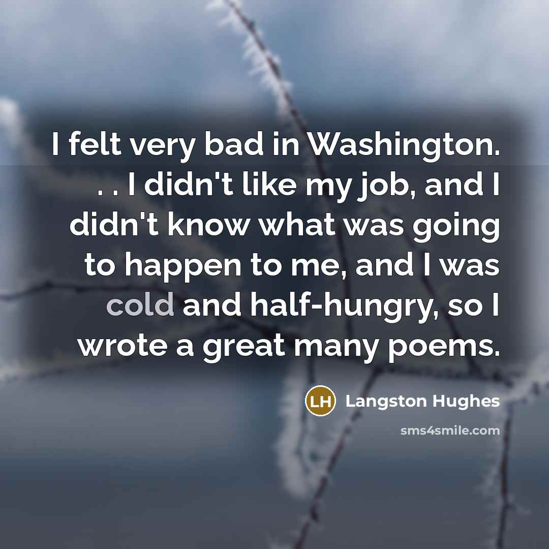 “I felt very bad in Washington. . . I didn't…” quote by Langston Hughes