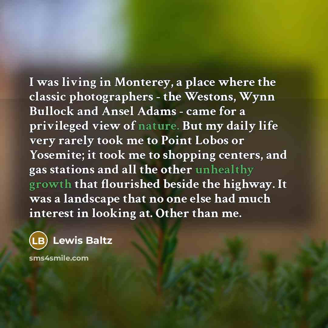 “I was living in Monterey, a place where the classic…” quote by Lewis Baltz