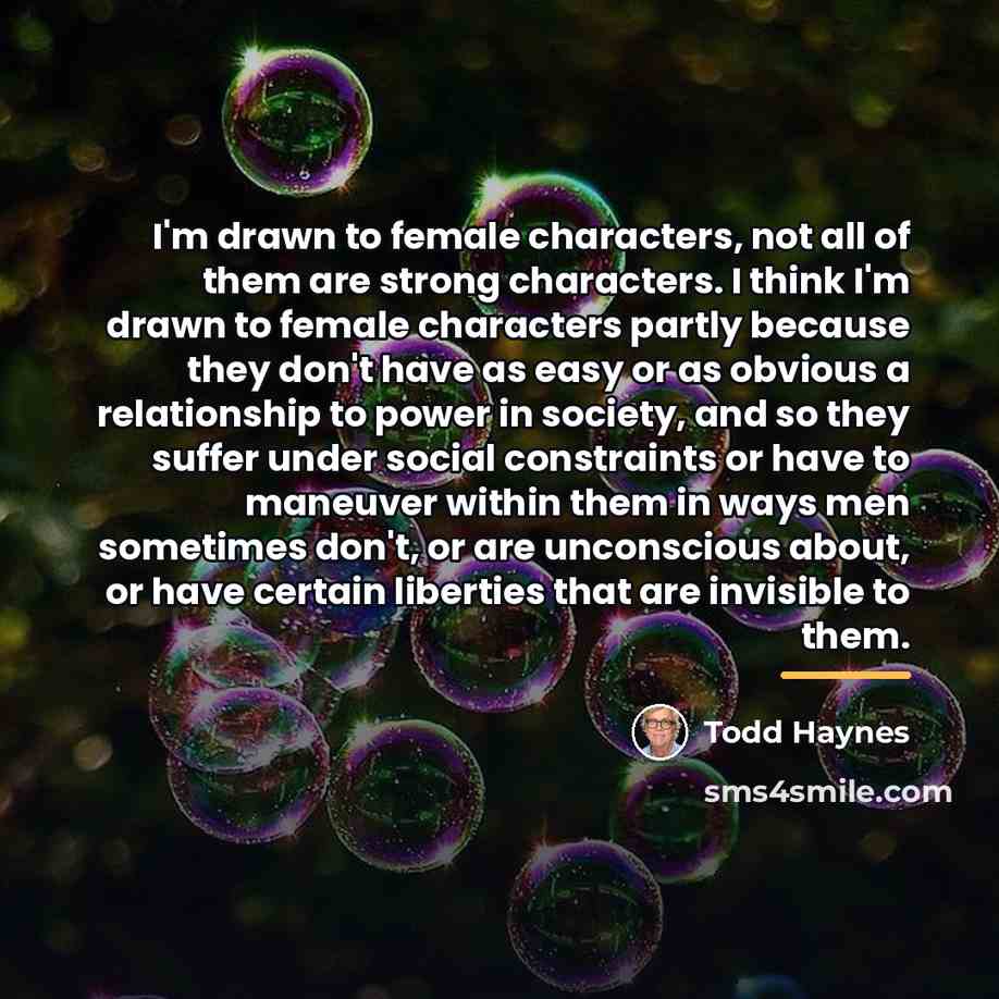 “I'm drawn to female characters, not all of them are…” quote by Todd Haynes
