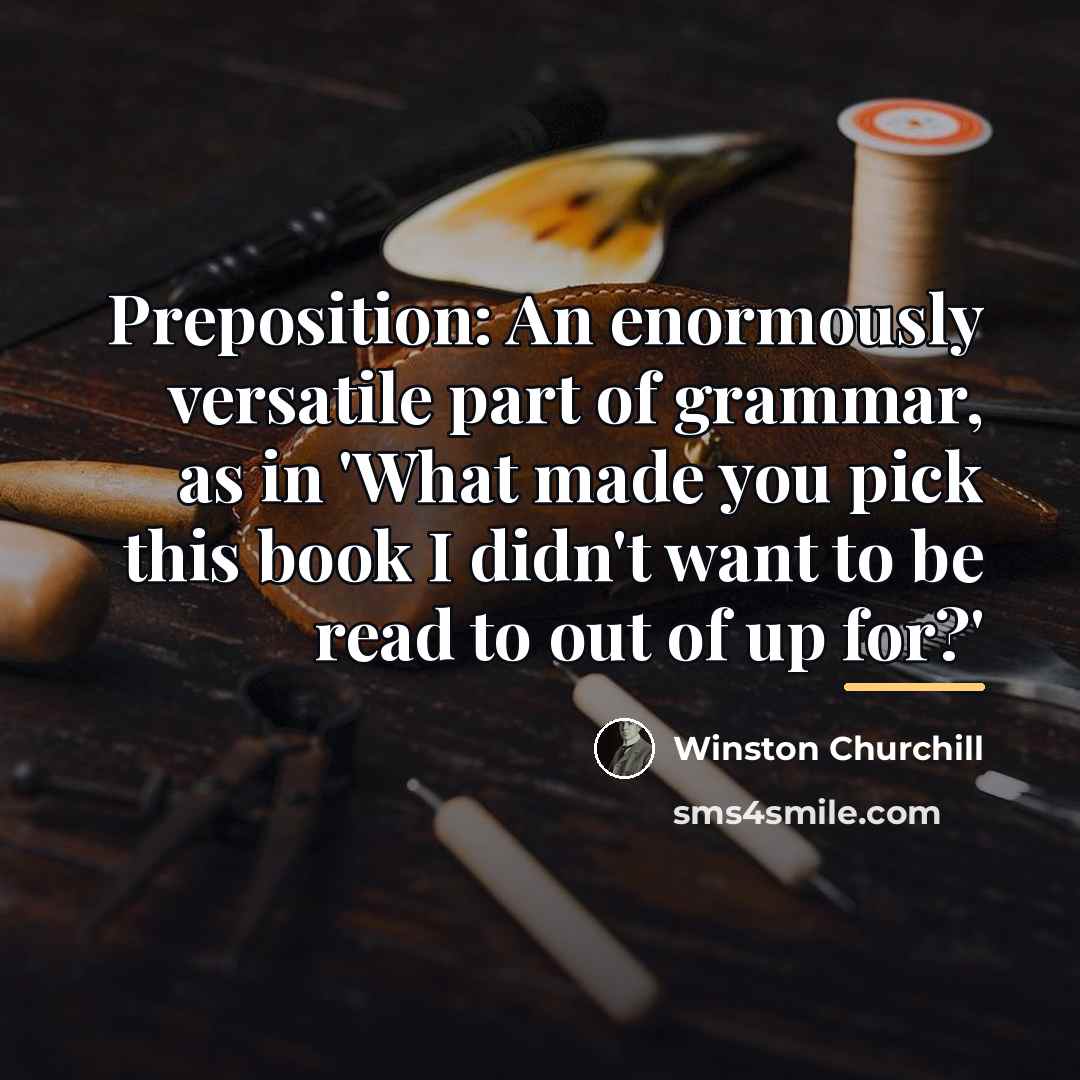 “Preposition: An enormously versatile part of grammar, as in 'What…” quote by Winston Churchill