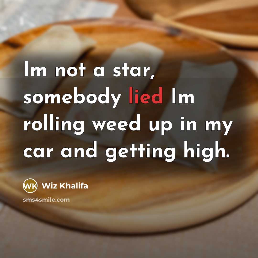 “Im not a star, somebody lied Im rolling weed up…” quote by Wiz Khalifa