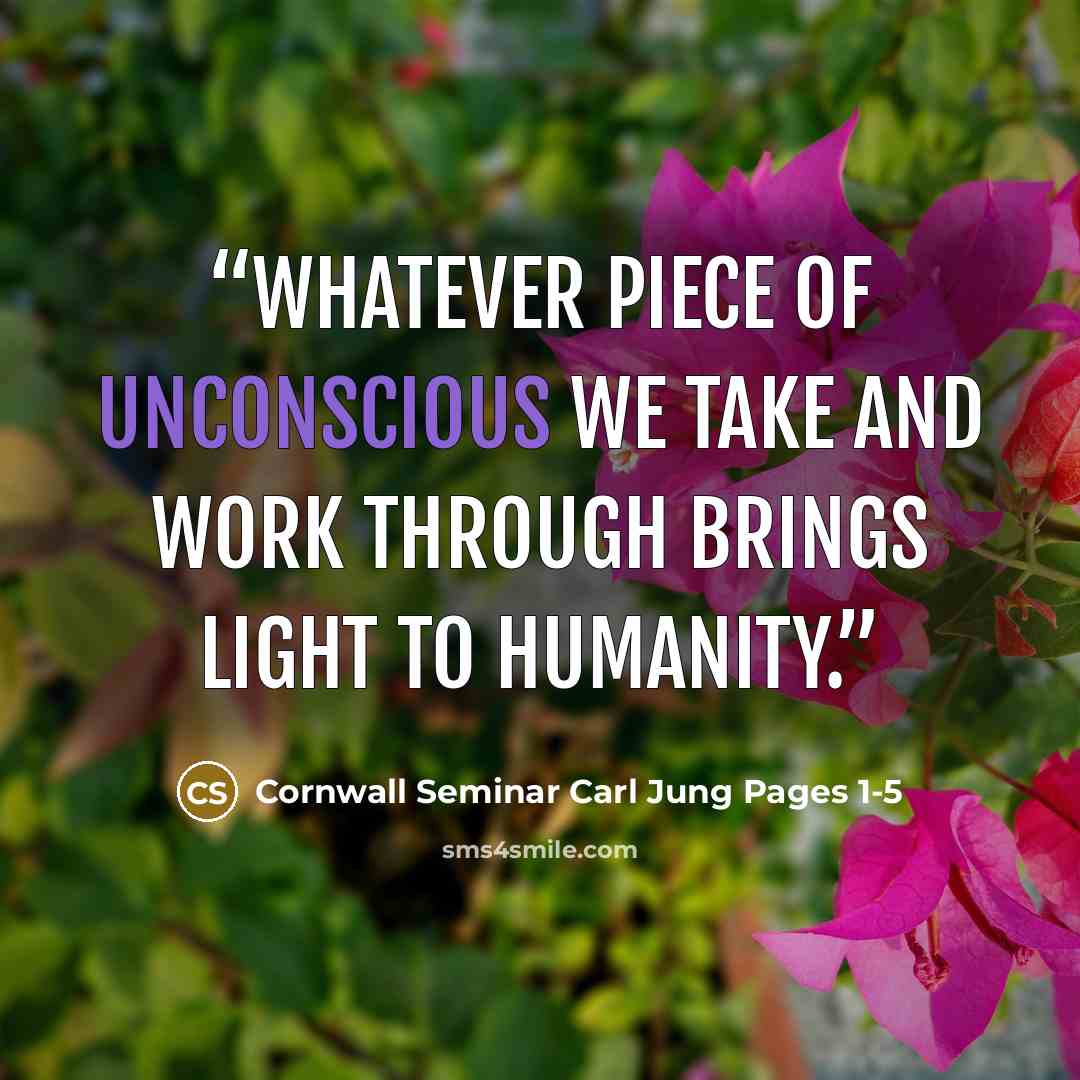“Whatever piece of unconscious we take and work through brings light to humanity.” quote by Cornwall Seminar Carl Jung Pages 1-5