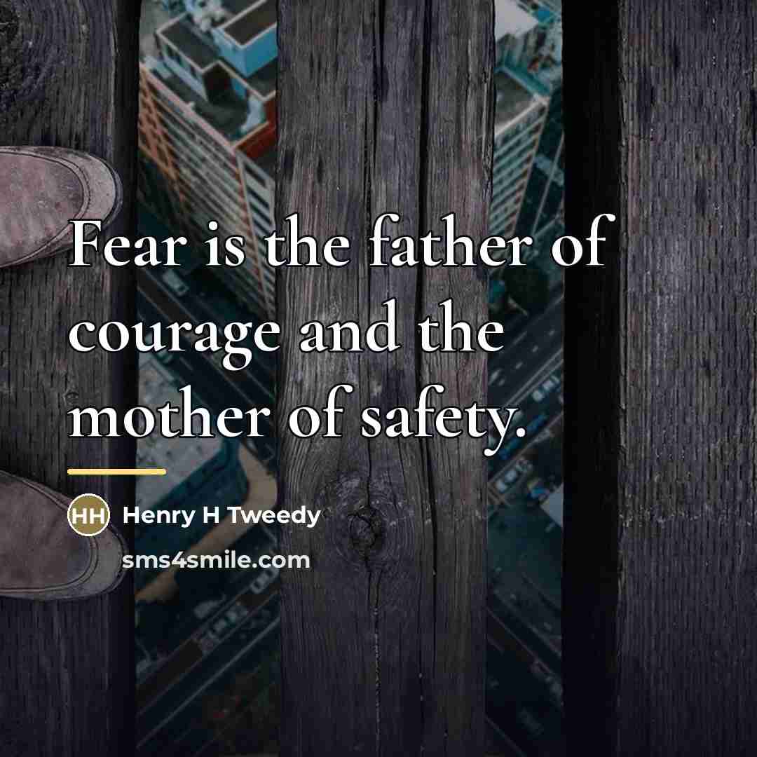 “Fear is the father of courage and the mother of…” quote by Henry H Tweedy