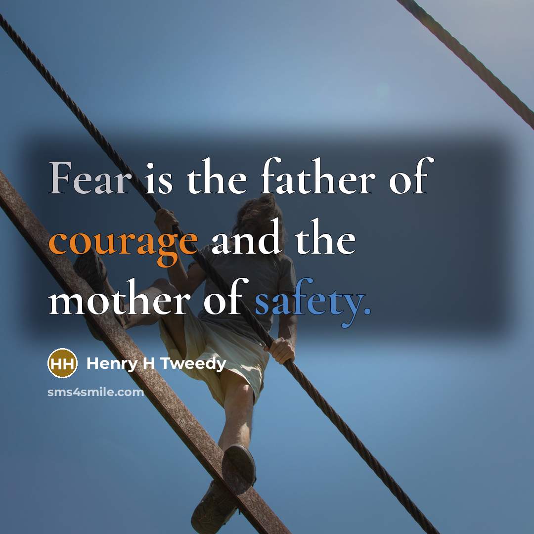 “Fear is the father of courage and the mother of safety.” quote by Henry H Tweedy