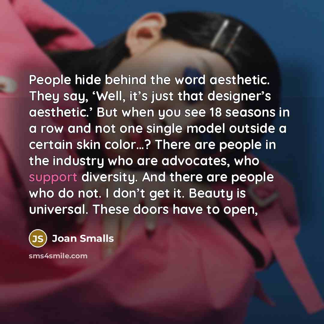 “People hide behind the word aesthetic. They say, ‘Well, it’s…” quote by Joan Smalls