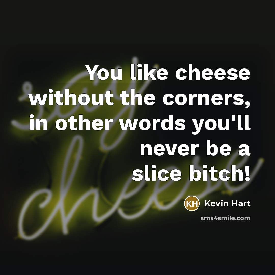 “You like cheese without the corners, in other words you'll…” quote by Kevin Hart