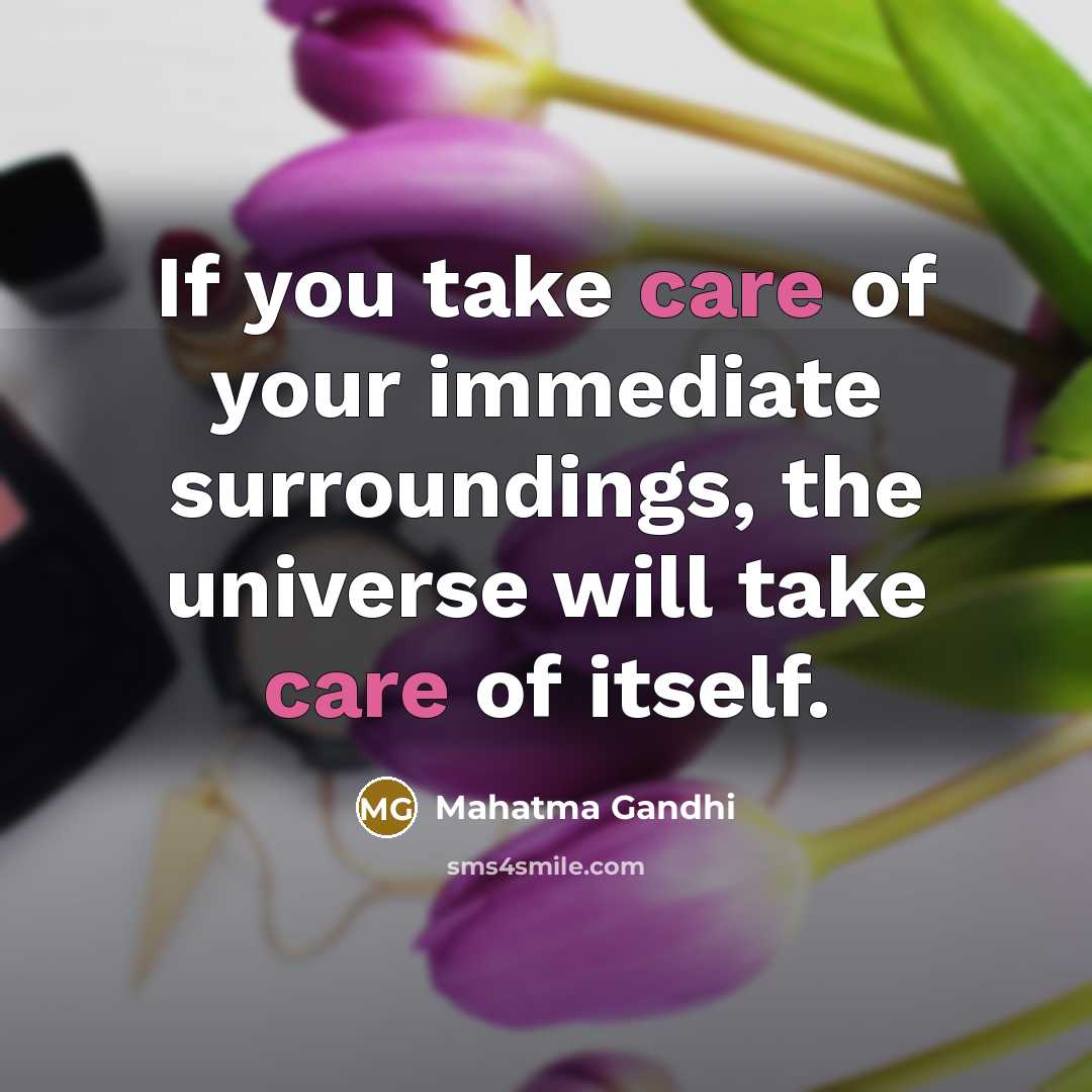 “If you take care of your immediate surroundings, the universe…” quote by Mahatma Gandhi