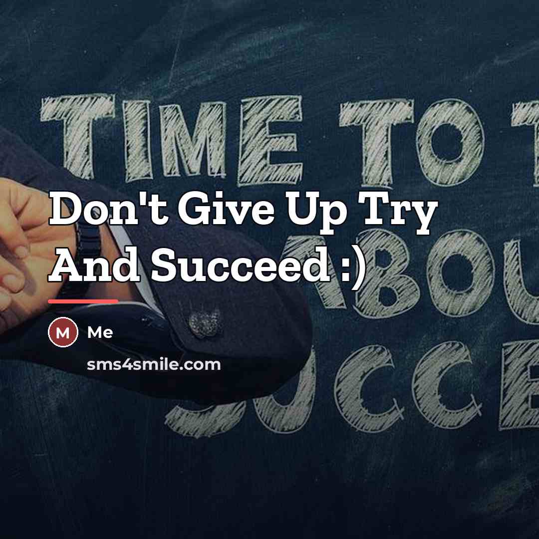 “Don't Give Up Try And Succeed :)…” quote by Me