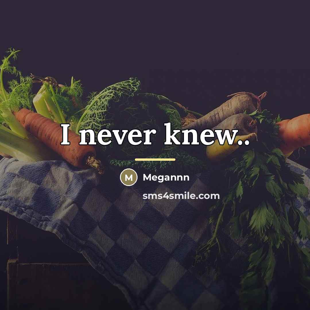 “I never knew..…” quote by Megannn