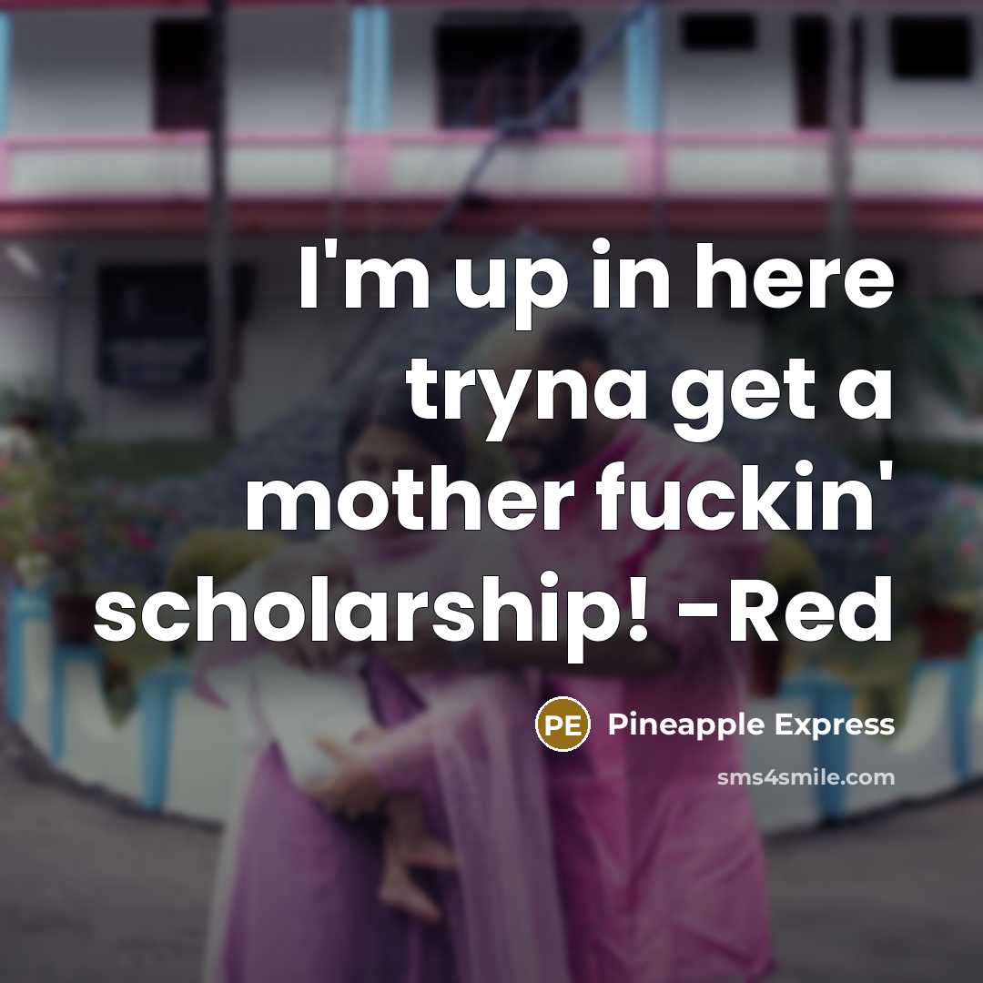 “I'm up in here tryna get a mother fuckin' scholarship!…” quote by Pineapple Express