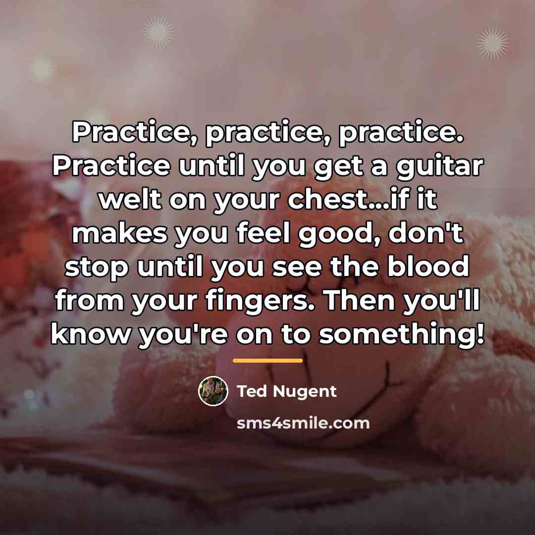 “Practice, practice, practice. Practice until you get a guitar welt…” quote by Ted Nugent