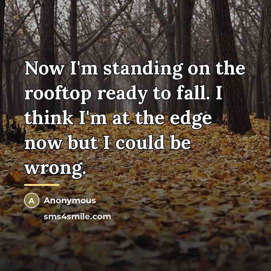 “Now I'm standing on the rooftop ready to fall. I…” quote by Anonymous