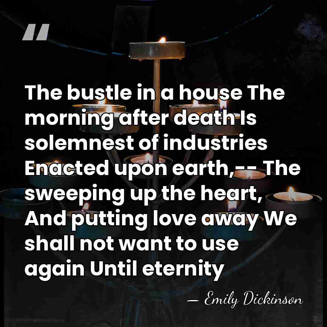 The bustle in a house The morning after death Is solemnest of&hellip; - Emily Dickinson