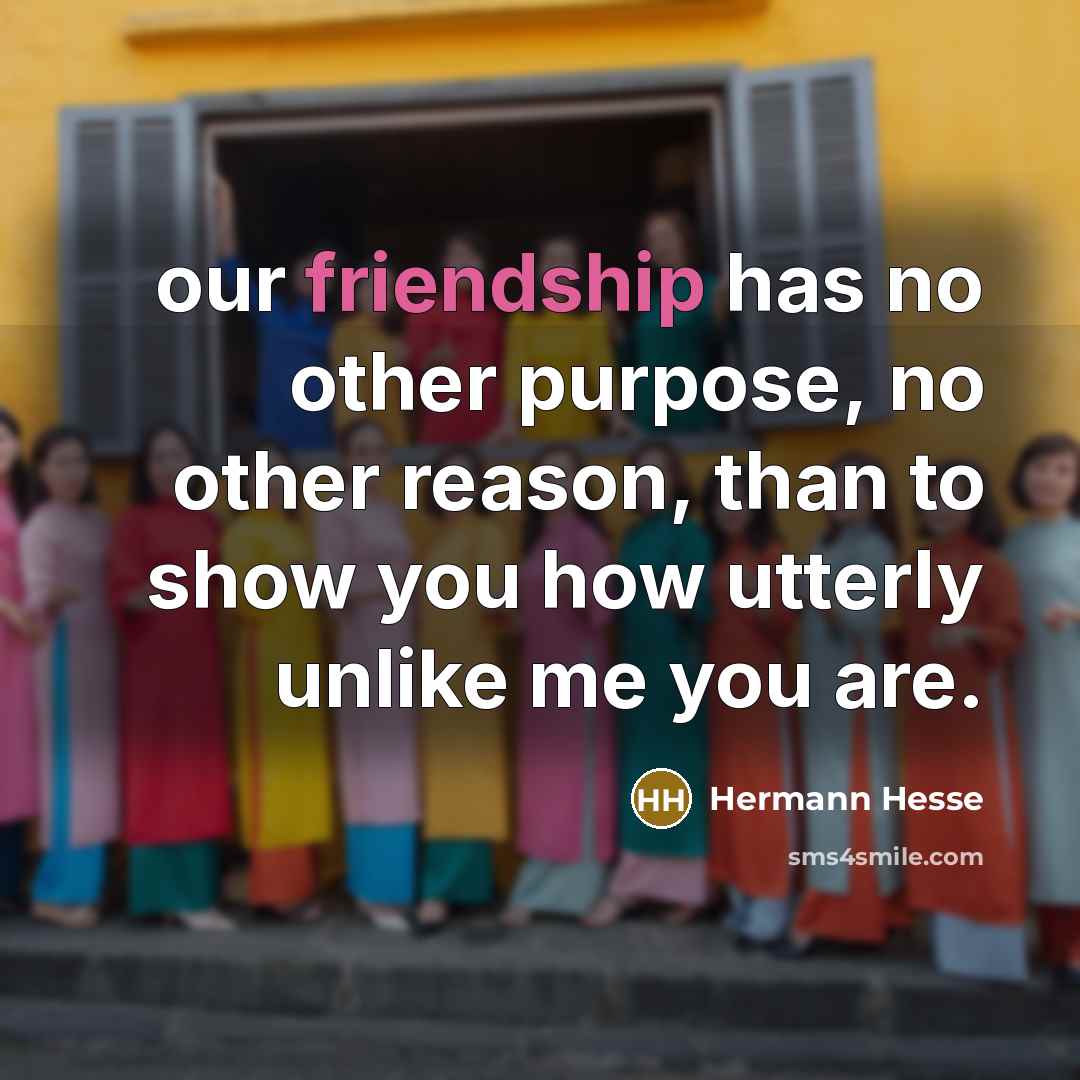 “our friendship has no other purpose, no other reason, than…” quote by Hermann Hesse