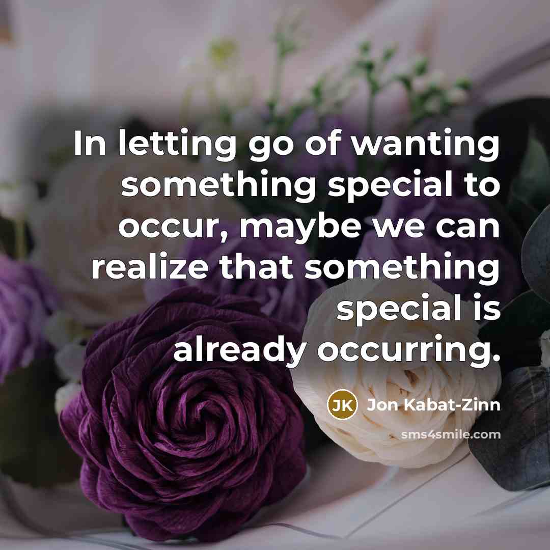“In letting go of wanting something special to occur, maybe…” quote by Jon Kabat-Zinn