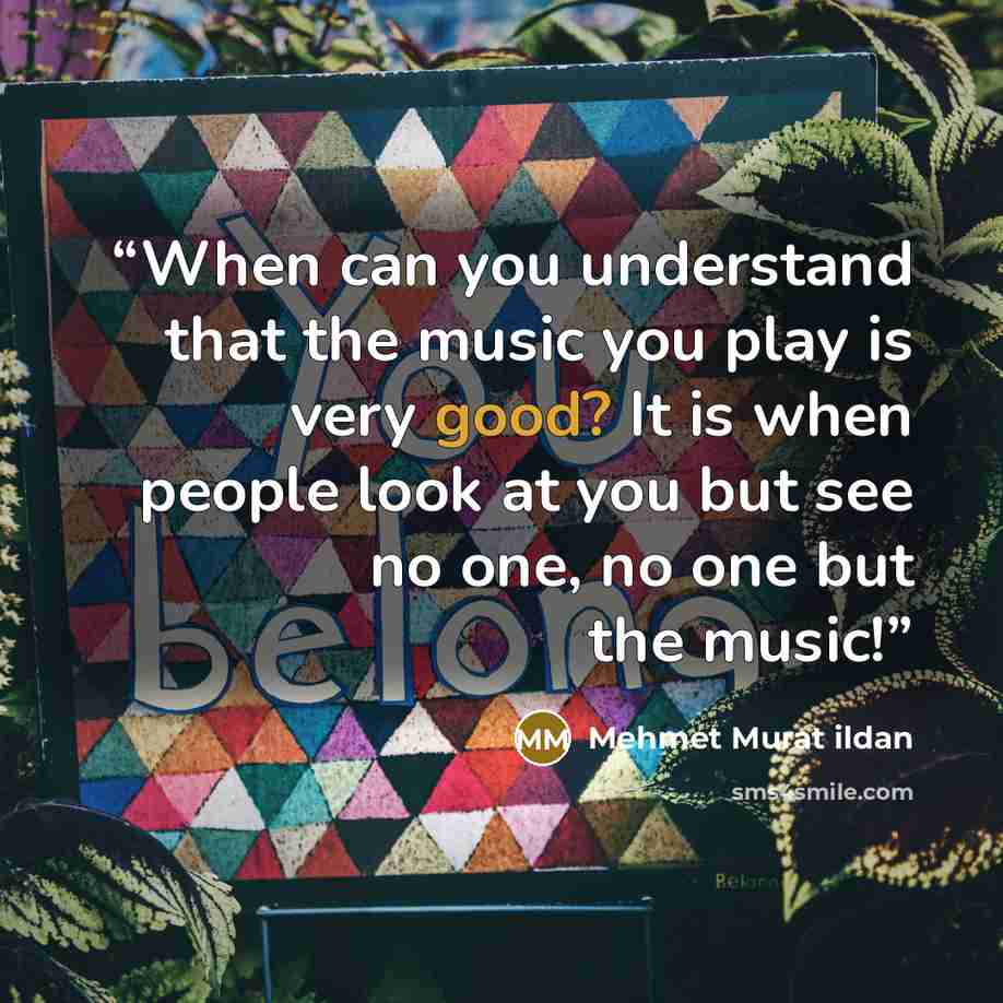 “When can you understand that the music you play is very good? It is when people look at you but see no one, no one but the music!” quote by Mehmet Murat ildan