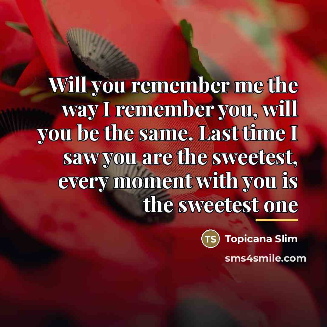 “Will you remember me the way I remember you, will…” quote by Topicana Slim