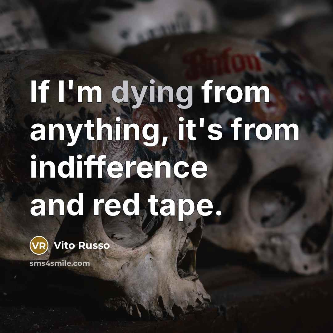 “If I'm dying from anything, it's from indifference and red…” quote by Vito Russo