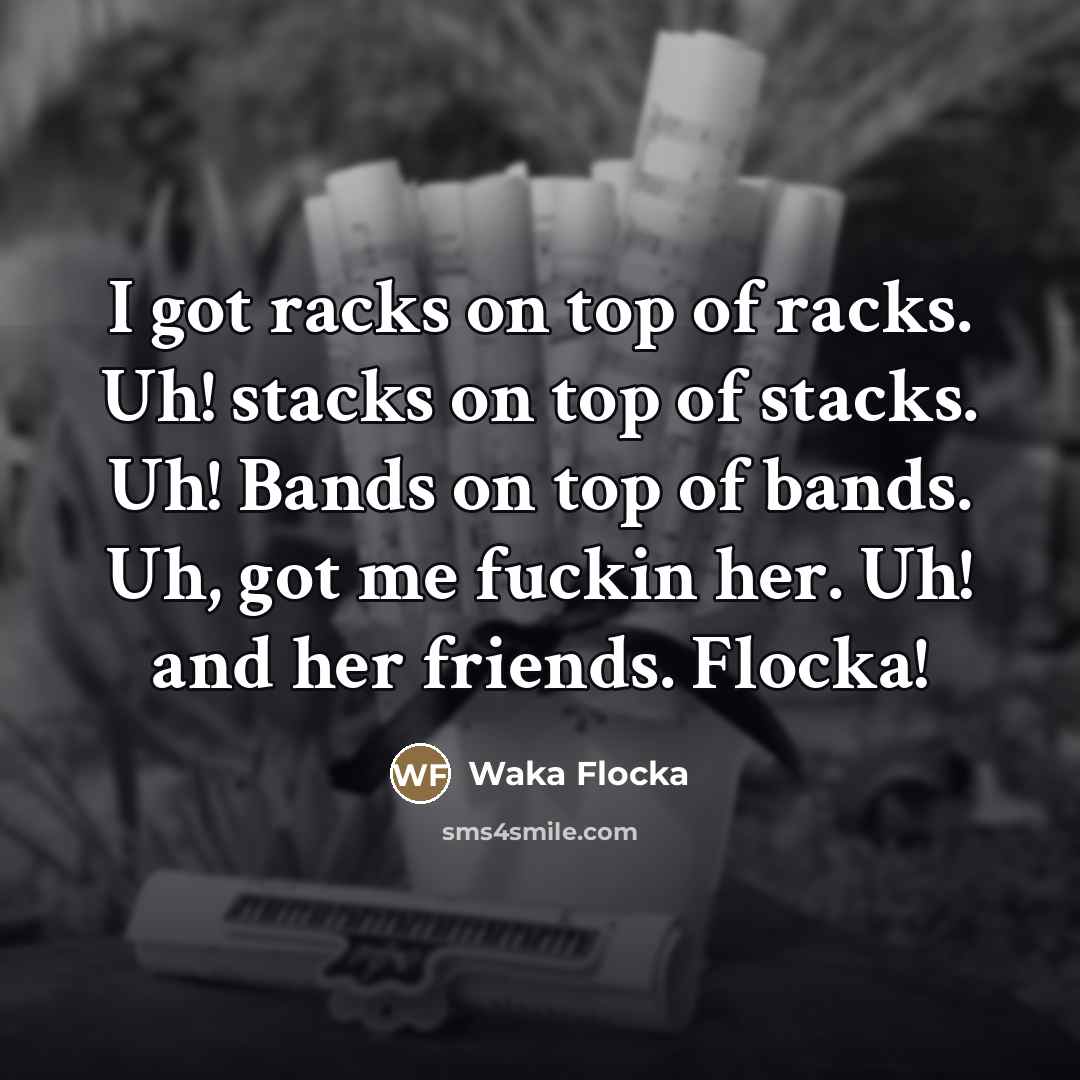 “I got racks on top of racks. Uh! stacks on…” quote by Waka Flocka