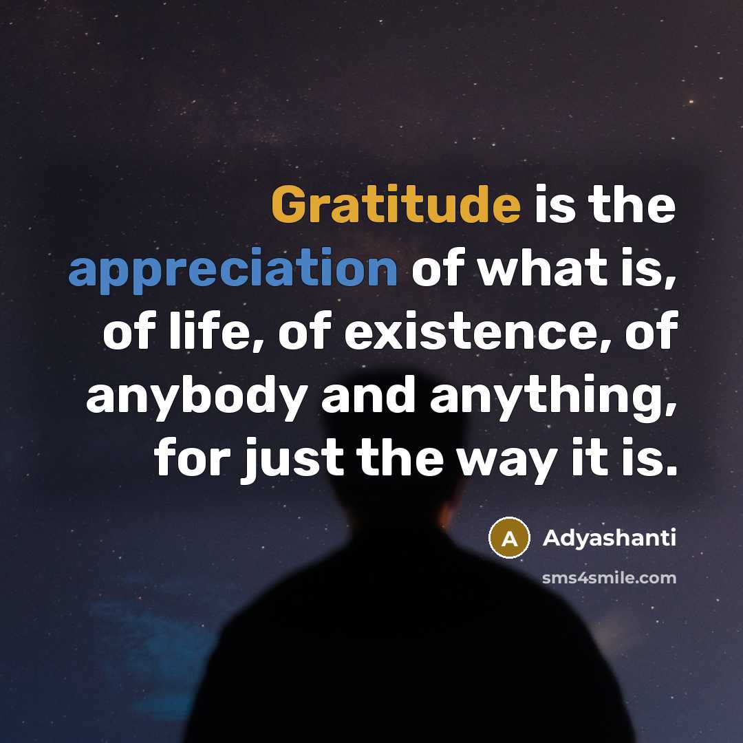 “Gratitude is the appreciation of what is, of life, of…” quote by Adyashanti