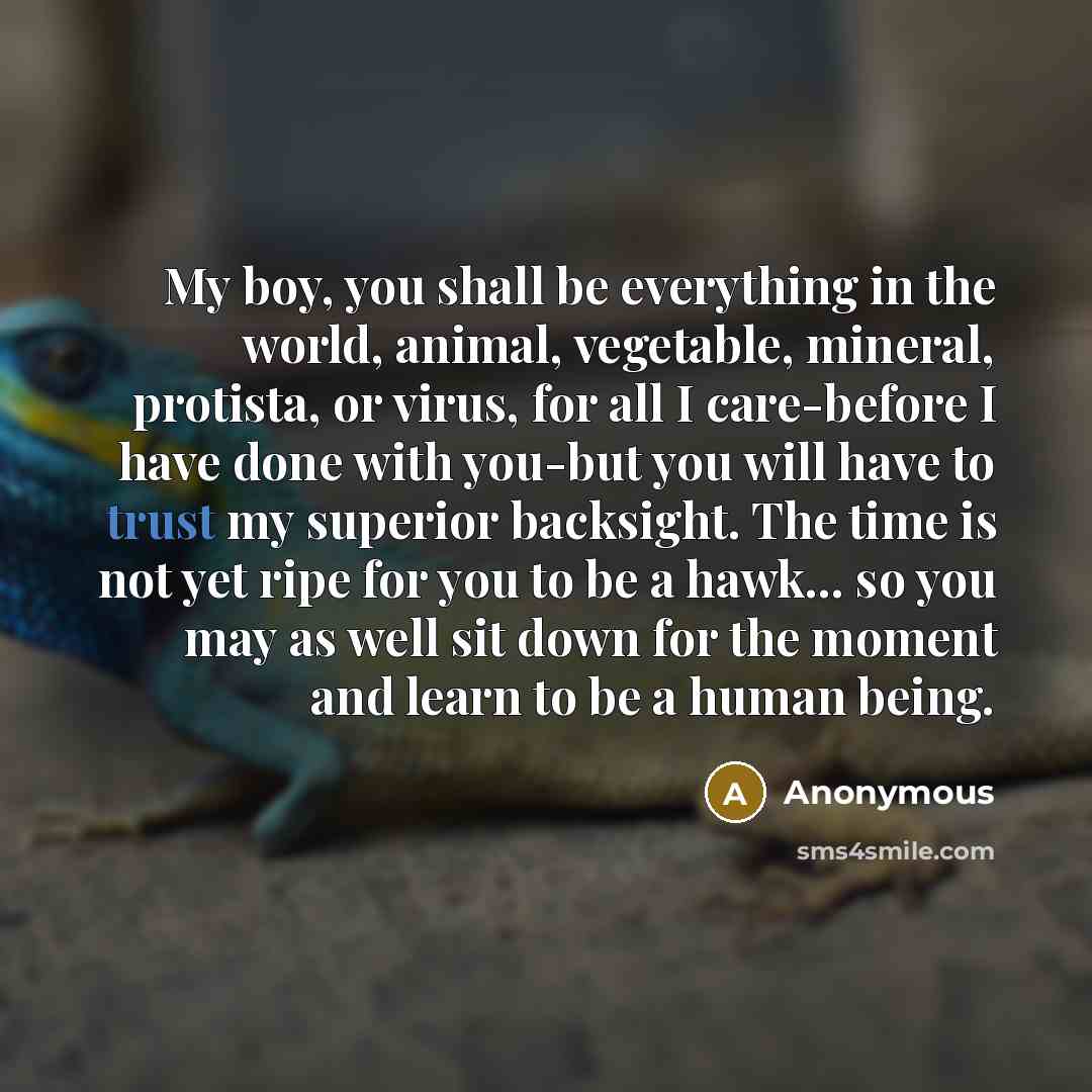 “My boy, you shall be everything in the world, animal,…” quote by Anonymous