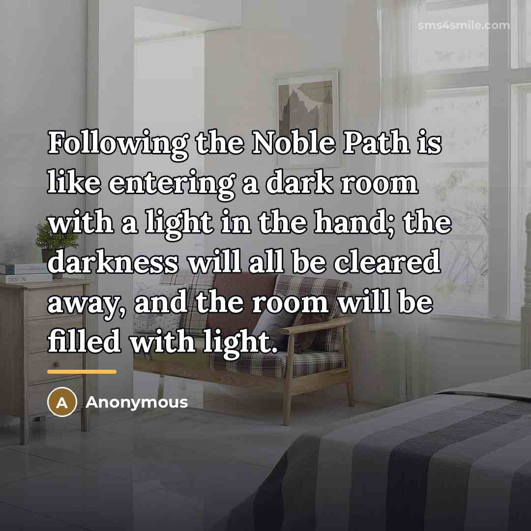 “Following the Noble Path is like entering a dark room…” quote by Anonymous