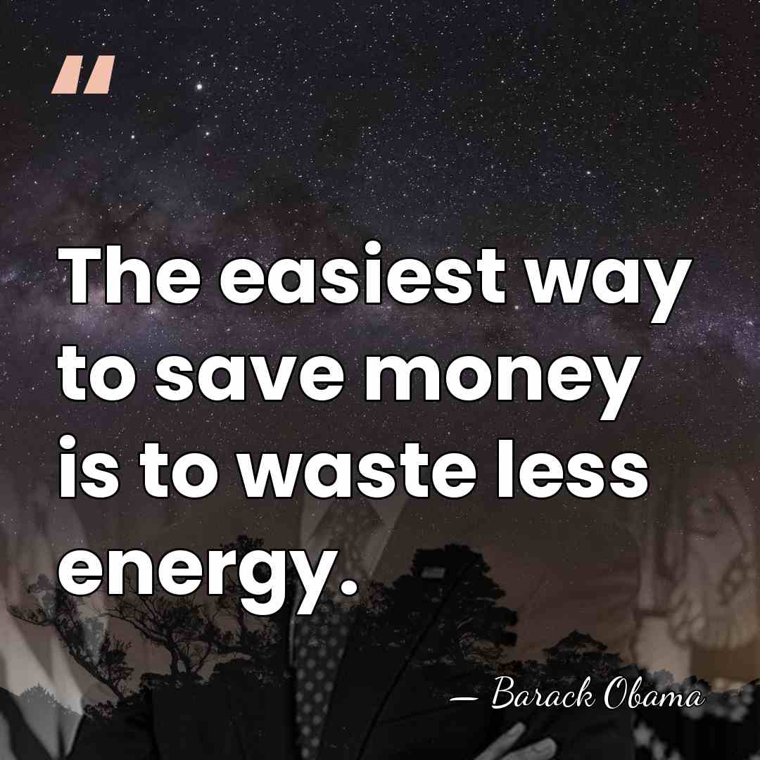 The easiest way to save money is to waste less energy. - Barack Obama