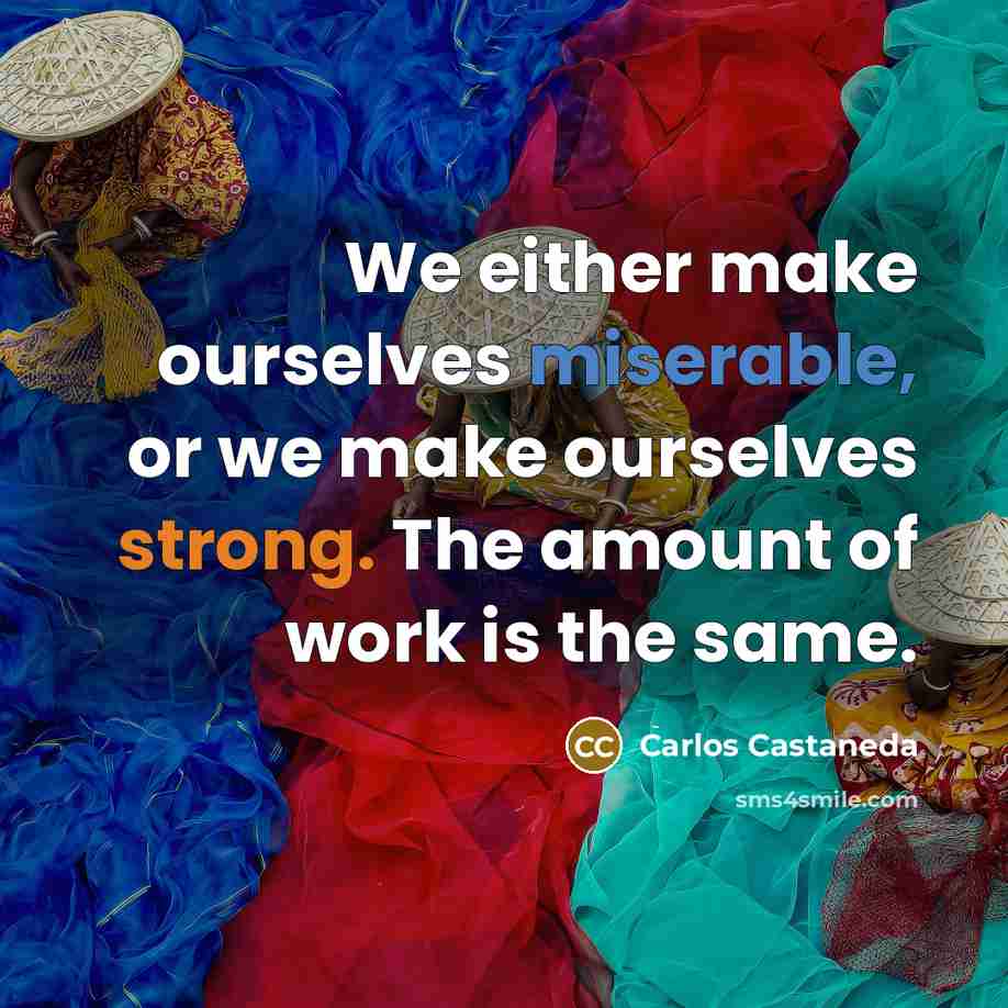 “We either make ourselves miserable, or we make ourselves strong. The amount of work is the same.” quote by Carlos Castaneda