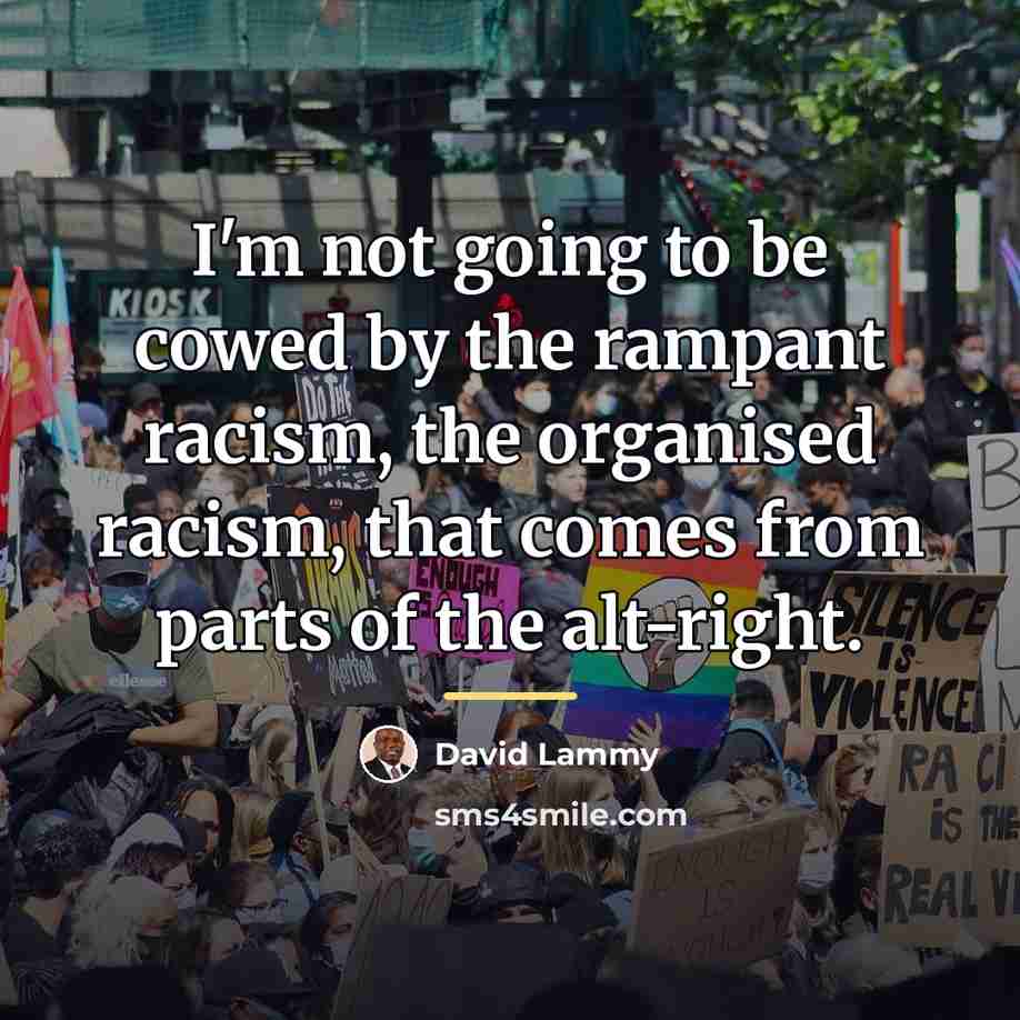 “I'm not going to be cowed by the rampant racism,…” quote by David Lammy