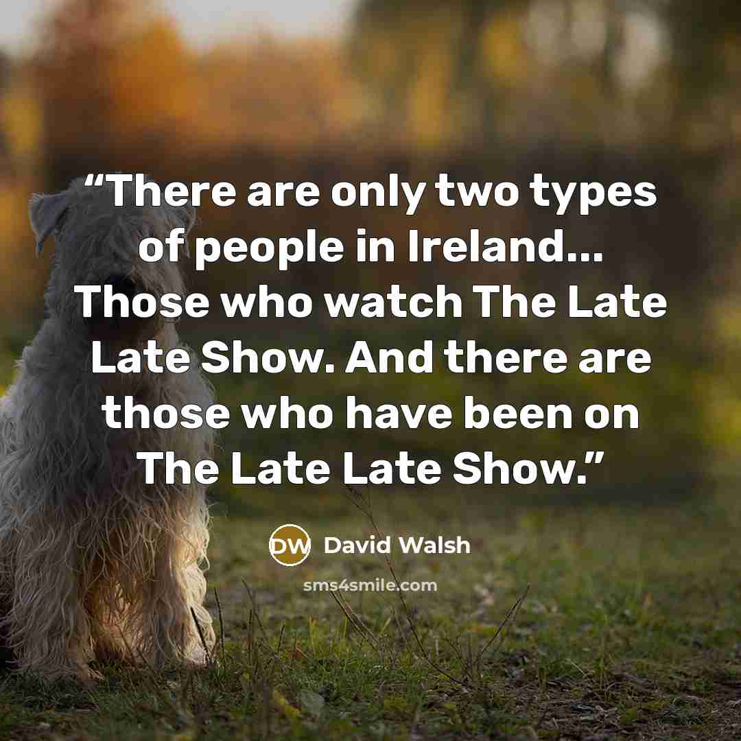 “There are only two types of people in Ireland... Those who watch The Late Late Show. And there are those who have been on The Late Late Show.” quote by David Walsh