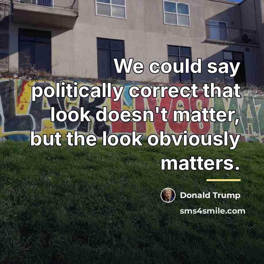 “We could say politically correct that look doesn't matter, but…” quote by Donald Trump