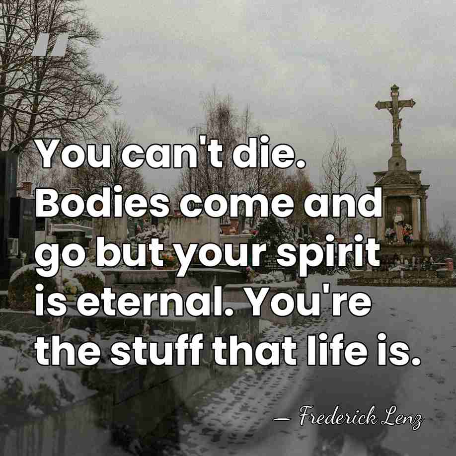 You can't die. Bodies come and go but your spirit is eternal.&hellip; - Frederick Lenz