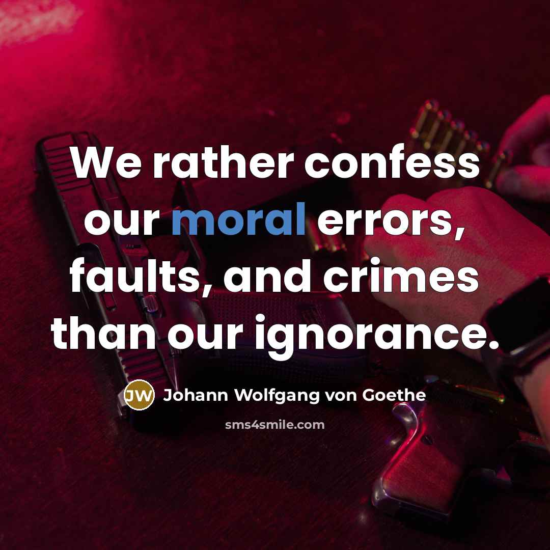 “We rather confess our moral errors, faults, and crimes than…” quote by Johann Wolfgang von Goethe