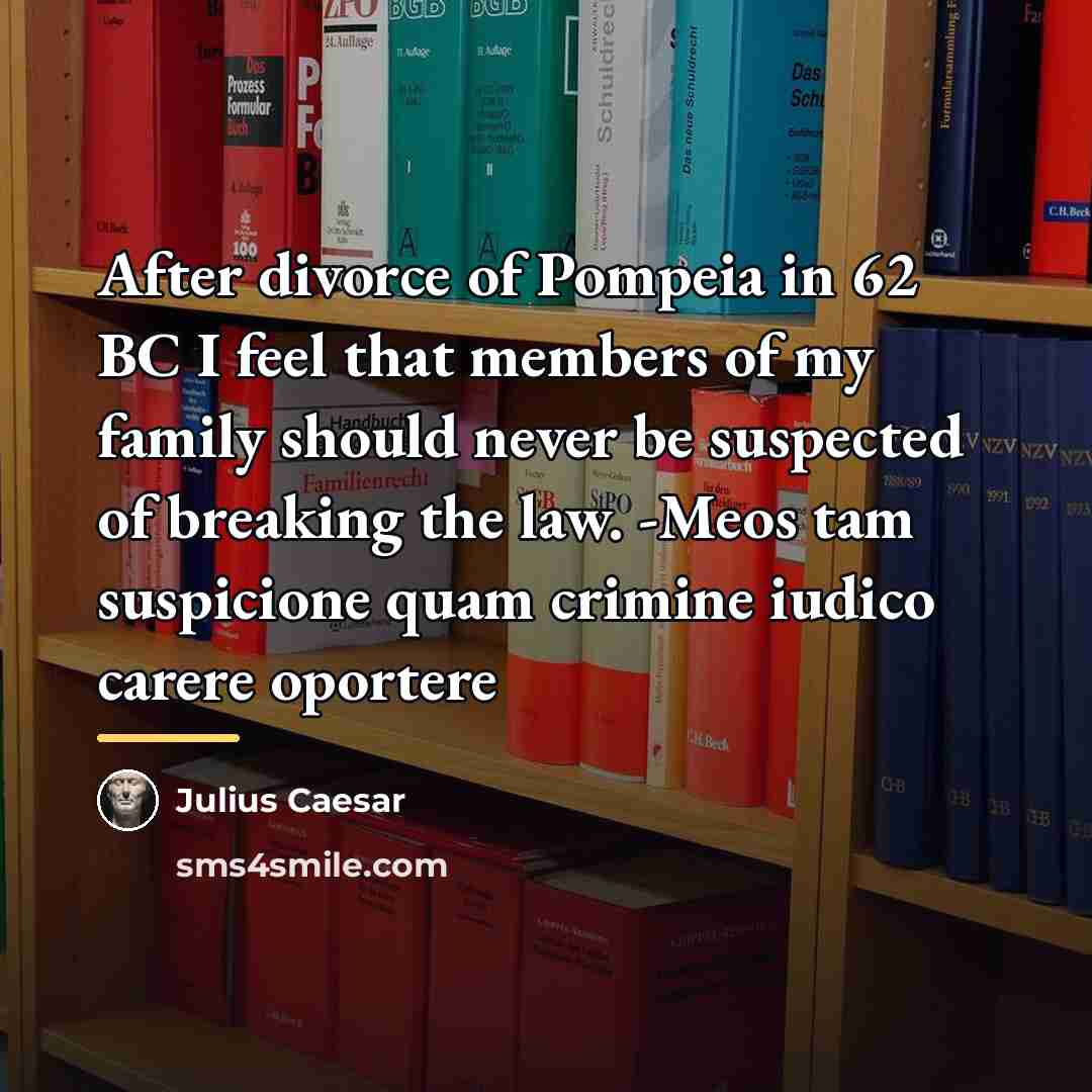 “After divorce of Pompeia in 62 BC I feel that…” quote by Julius Caesar
