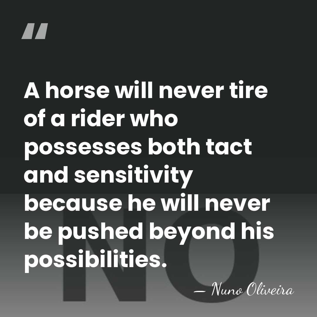 A horse will never tire of a rider who possesses both tact&hellip; - Nuno Oliveira