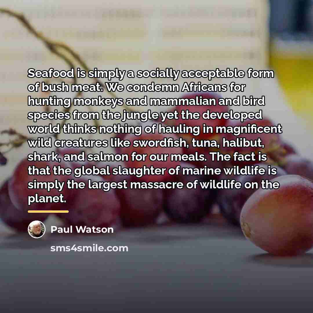 “Seafood is simply a socially acceptable form of bush meat.…” quote by Paul Watson