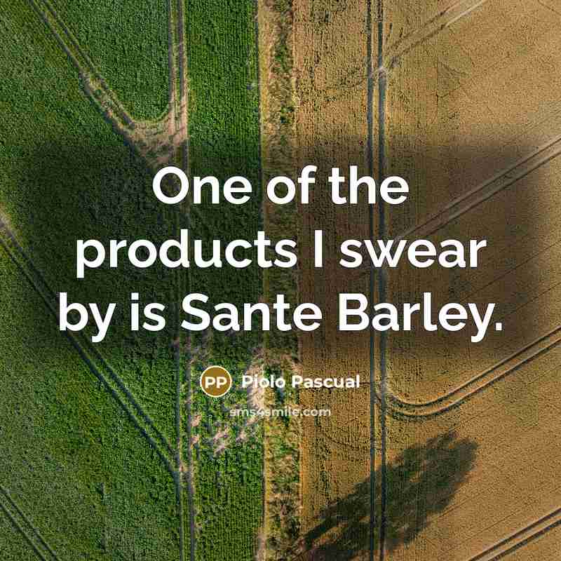 “One of the products I swear by is Sante Barley.…” quote by Piolo Pascual
