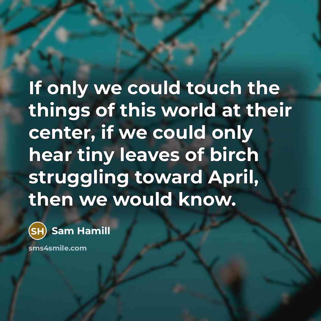 “If only we could touch the things of this world…” quote by Sam Hamill