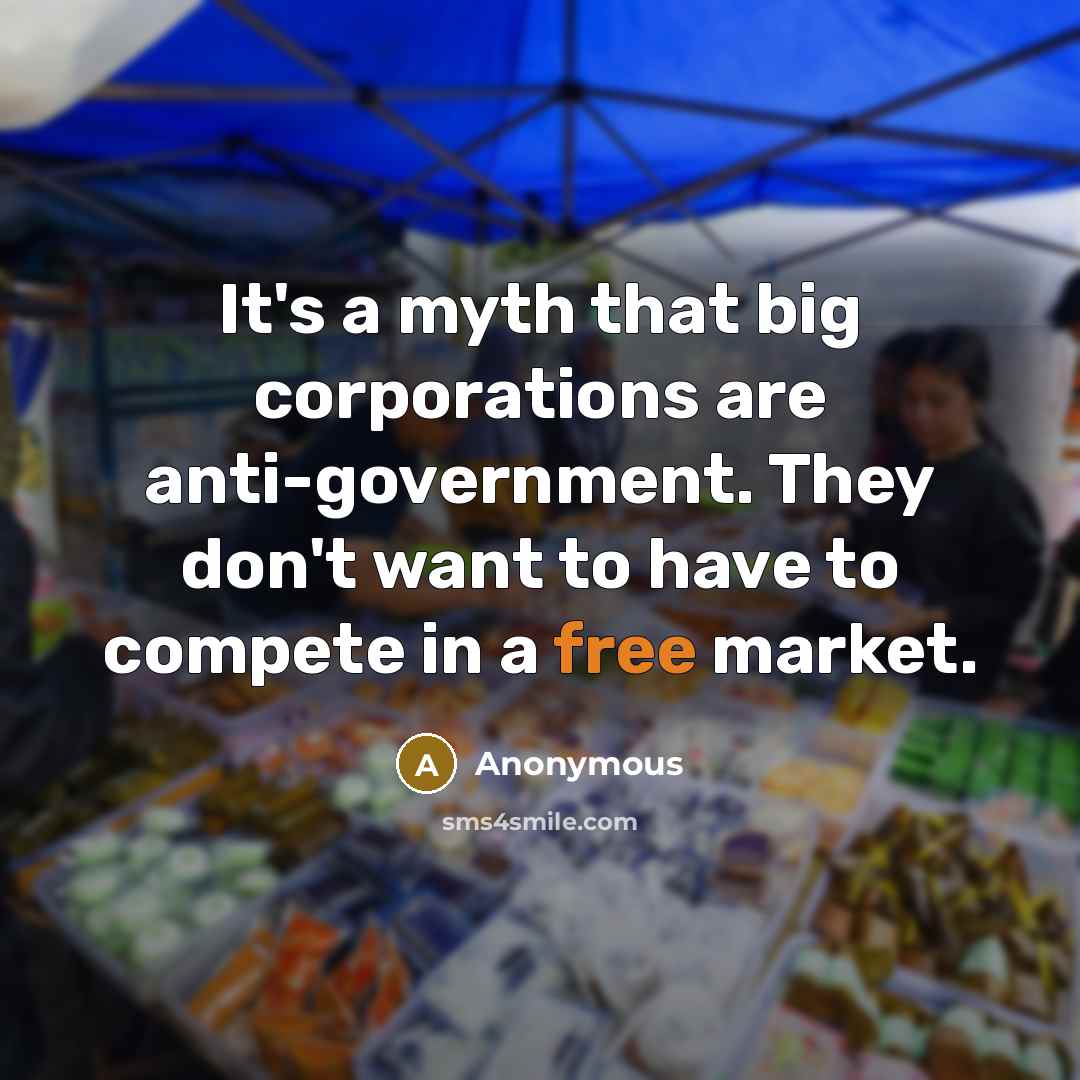 “It's a myth that big corporations are anti-government. They don't…” quote by Anonymous