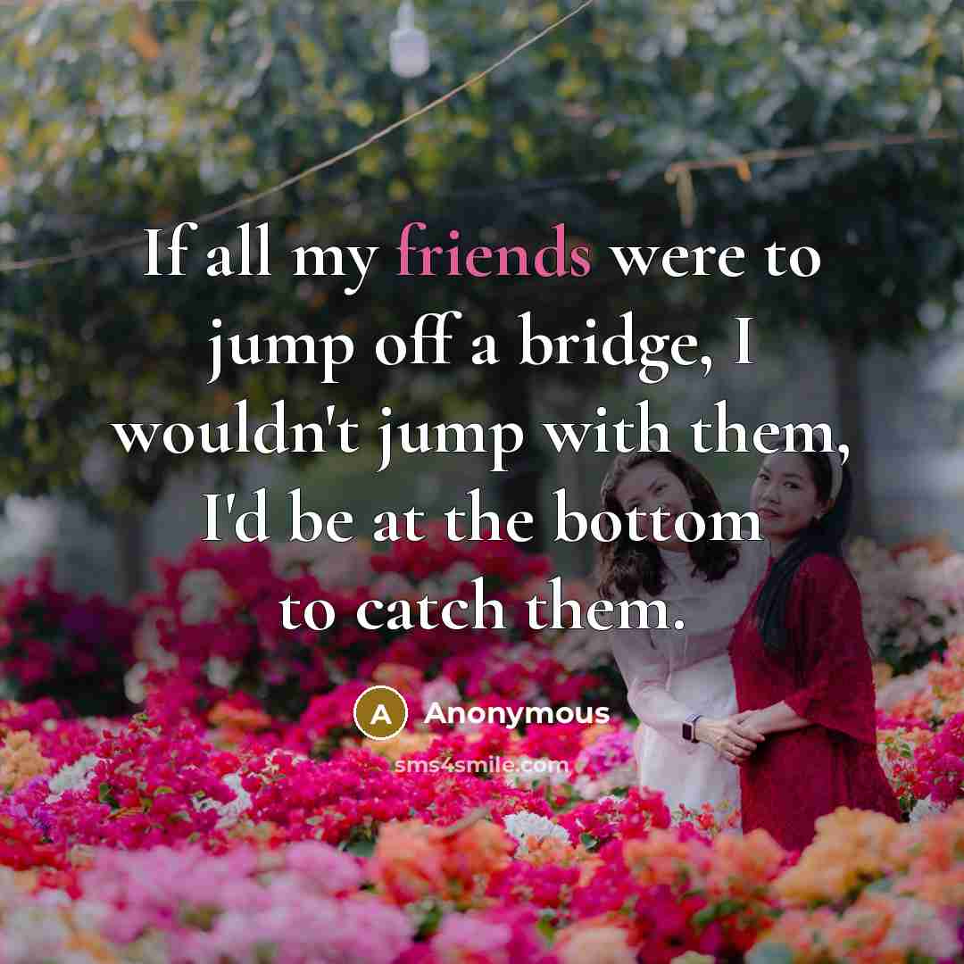 “If all my friends were to jump off a bridge,…” quote by Anonymous