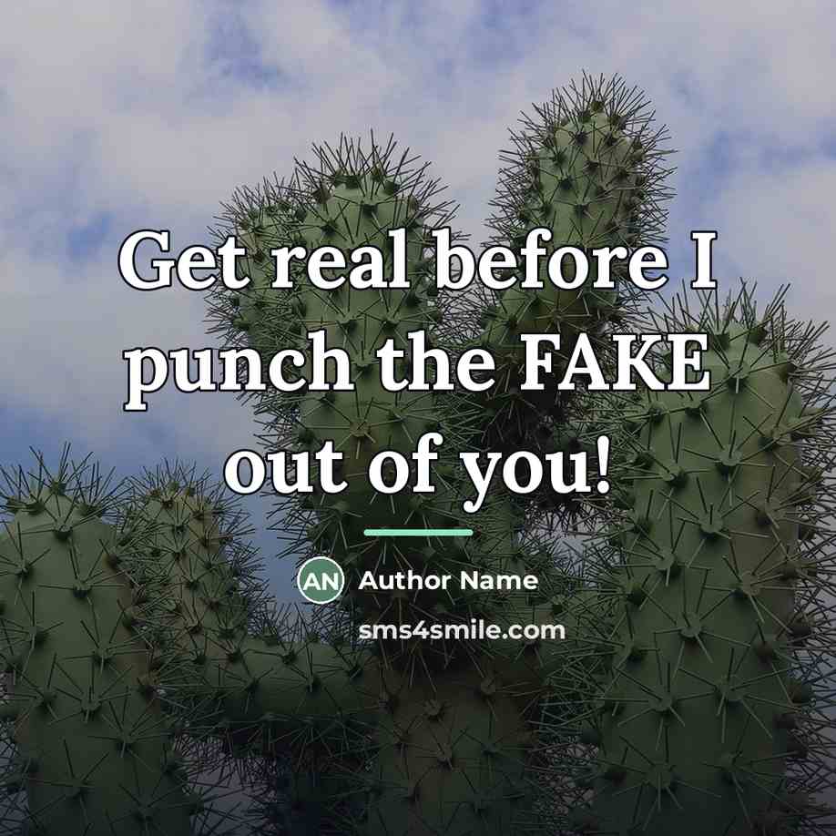 “Get real before I punch the FAKE out of you!…” quote by Author Name