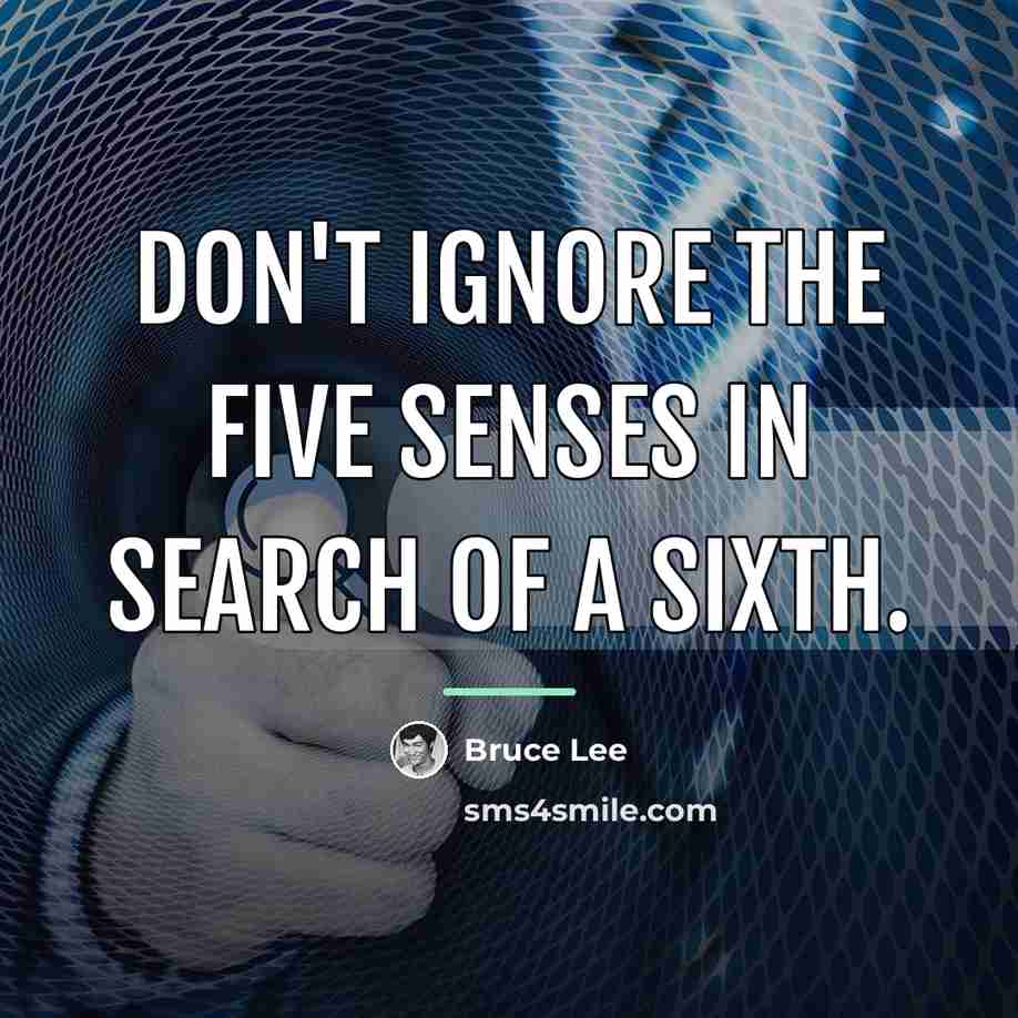 “Don't ignore the five senses in search of a sixth.…” quote by Bruce Lee