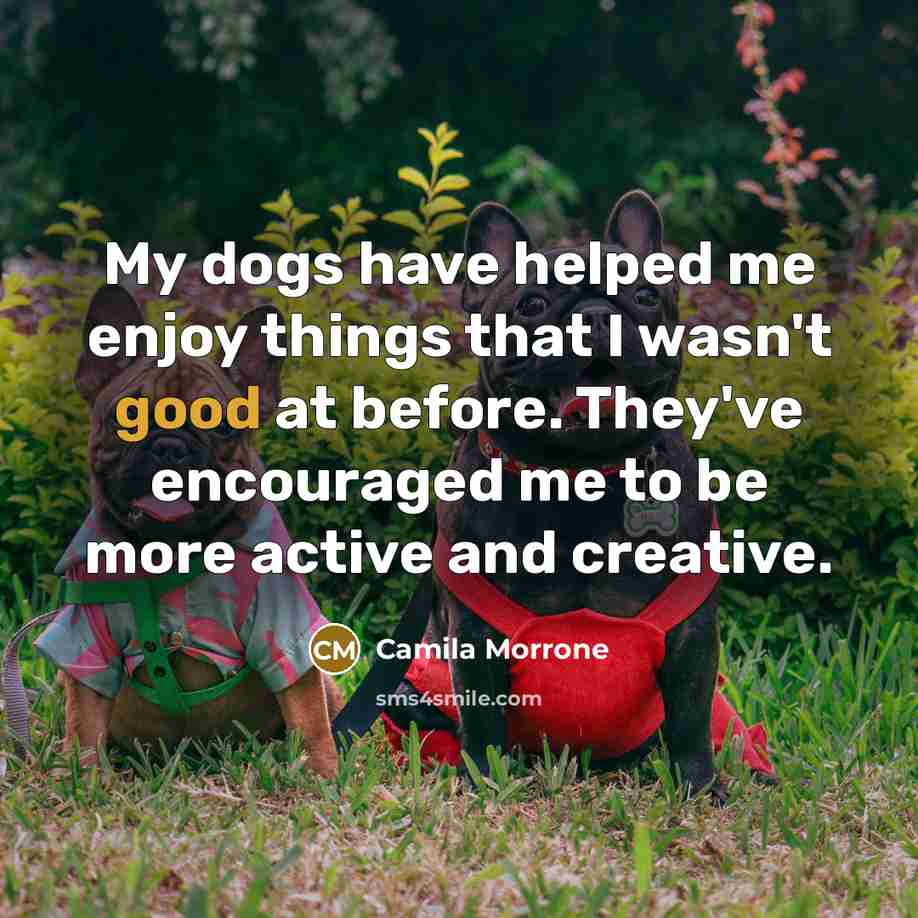 “My dogs have helped me enjoy things that I wasn't…” quote by Camila Morrone